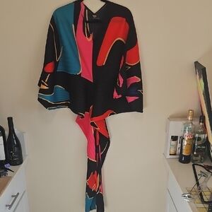 DRESSED IN LALA FUNKY ABSTRACT DESIGN ONE SIZE MAXI DRESS DISCONTINUED RARE